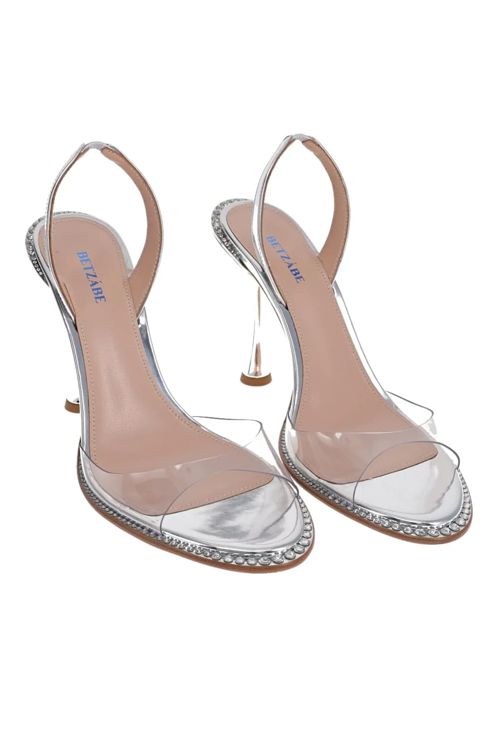 Betzábe PVC Silver Leather Slingback heel