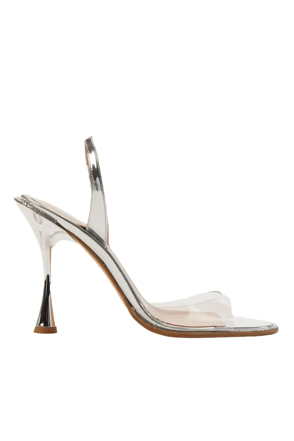 Betzábe PVC Silver Leather Slingback heel