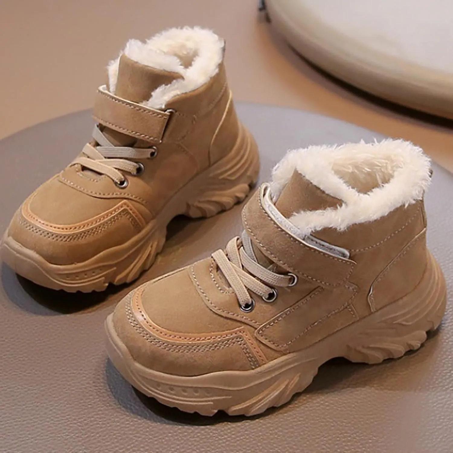 Boys Girls Snow Ankle Boots Winter Slip On Warm  Lined Lightweight Water-Proof Cold Weather Sport Shoes
