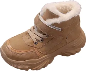 Boys Girls Snow Ankle Boots Winter Slip On Warm  Lined Lightweight Water-Proof Cold Weather Sport Shoes