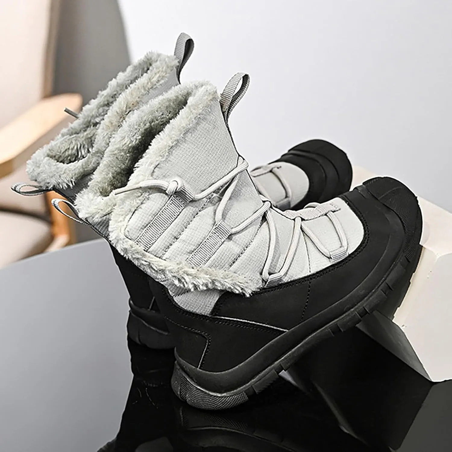 Boys Kids Snow Boots Winter Water-Proof Non Slip Platform Cold Weather Insulated Shoes Outdoor Hiking Sneakers