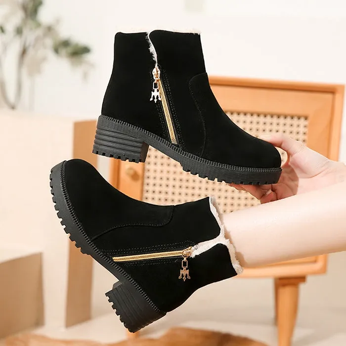 Cotton Versatile Flat Thick Heel Warm Snow Boots