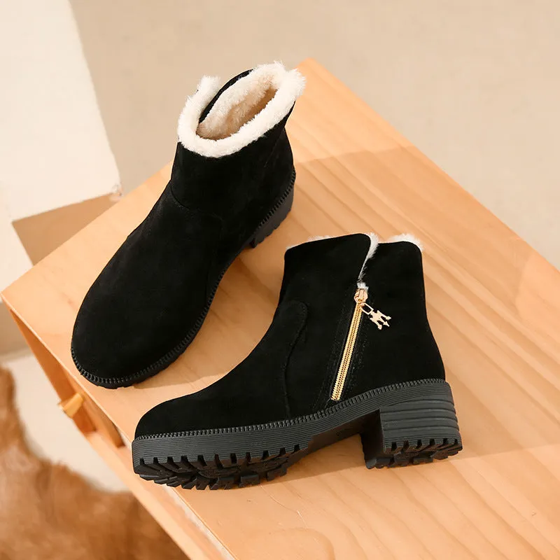 Cotton Versatile Flat Thick Heel Warm Snow Boots