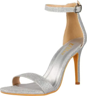ElElax Black White Gold Heels for Women 4 Inches, Stiletto Heels Ankle Strap Heeled Sandals for Dressy Wedding Party