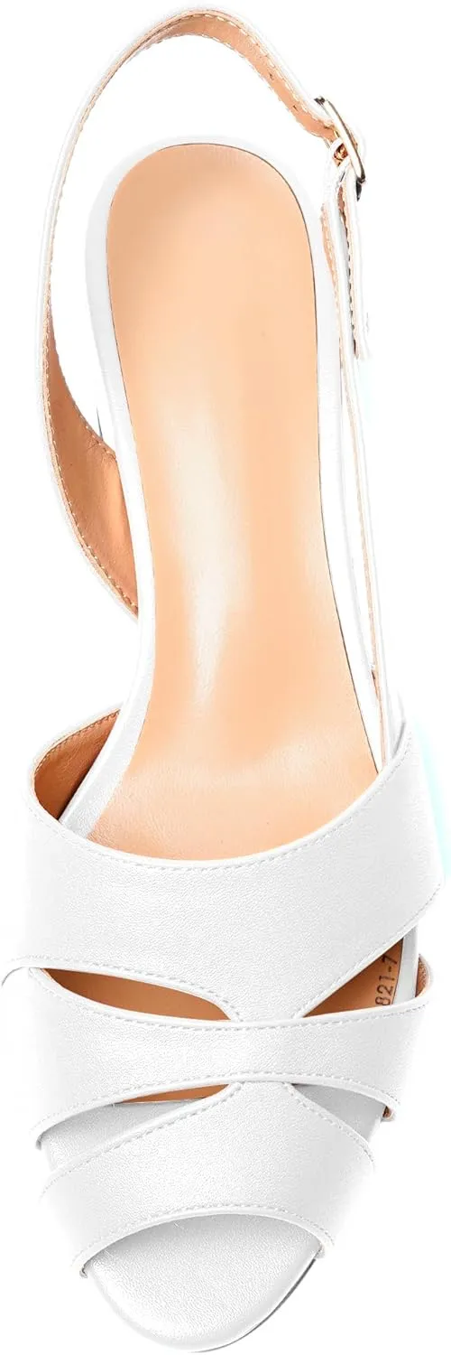 Esvowido Women's Block Heel Sandals Peep Toe Low Heels Slingback Sandals Chunky Heels Ankle Strap Summer Shoes 2 Inch