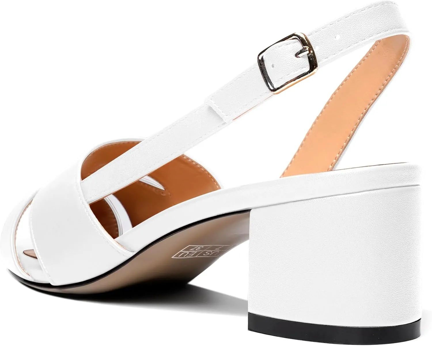 Esvowido Women's Block Heel Sandals Peep Toe Low Heels Slingback Sandals Chunky Heels Ankle Strap Summer Shoes 2 Inch