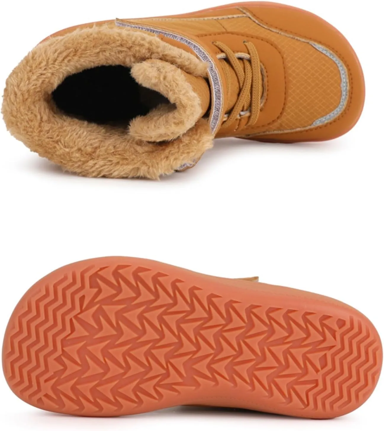 Fuzzy Snow Boots For Big Kids Open Toe Winter Shoes Outdoor Ski Non Slip Warm Booties Ankle Barefoot Flat Shoes