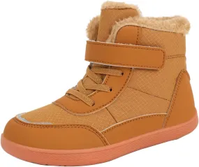 Fuzzy Snow Boots For Big Kids Open Toe Winter Shoes Outdoor Ski Non Slip Warm Booties Ankle Barefoot Flat Shoes