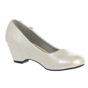 Girls Ivory Bow Gina Special Occasion Dress Wedge Shoes 9 Toddler-4 Kids