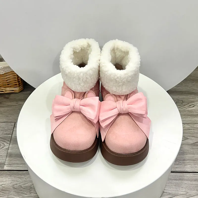 Japanese Lolita cute bowknot Fleece snow boots