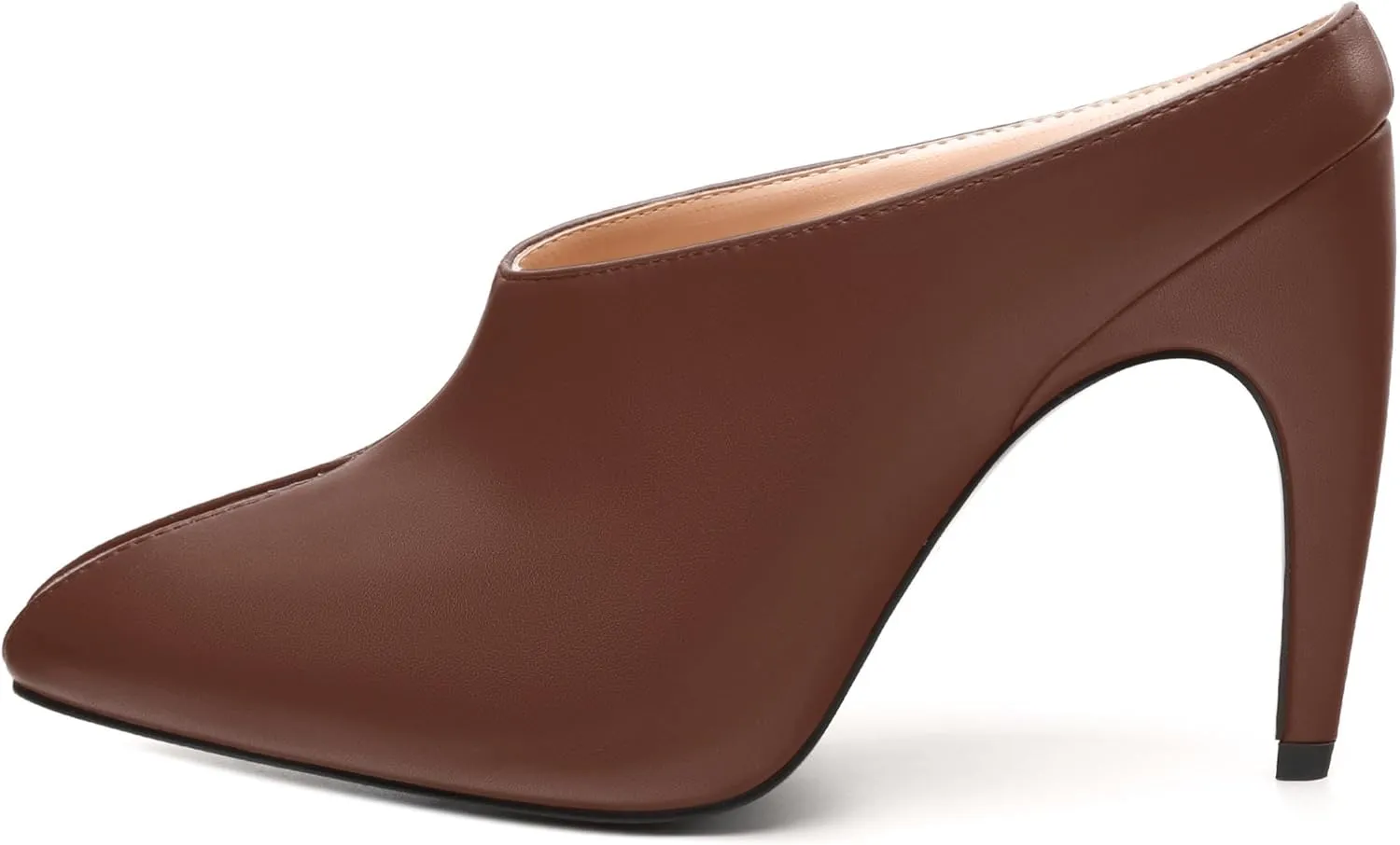 JUSTDANNI Mules for Women Heels Peep Open Toe Stiletto High Heel Sandals Slingback Slip On Comfortable Casual Wedding Office Dating Dress Shoes
