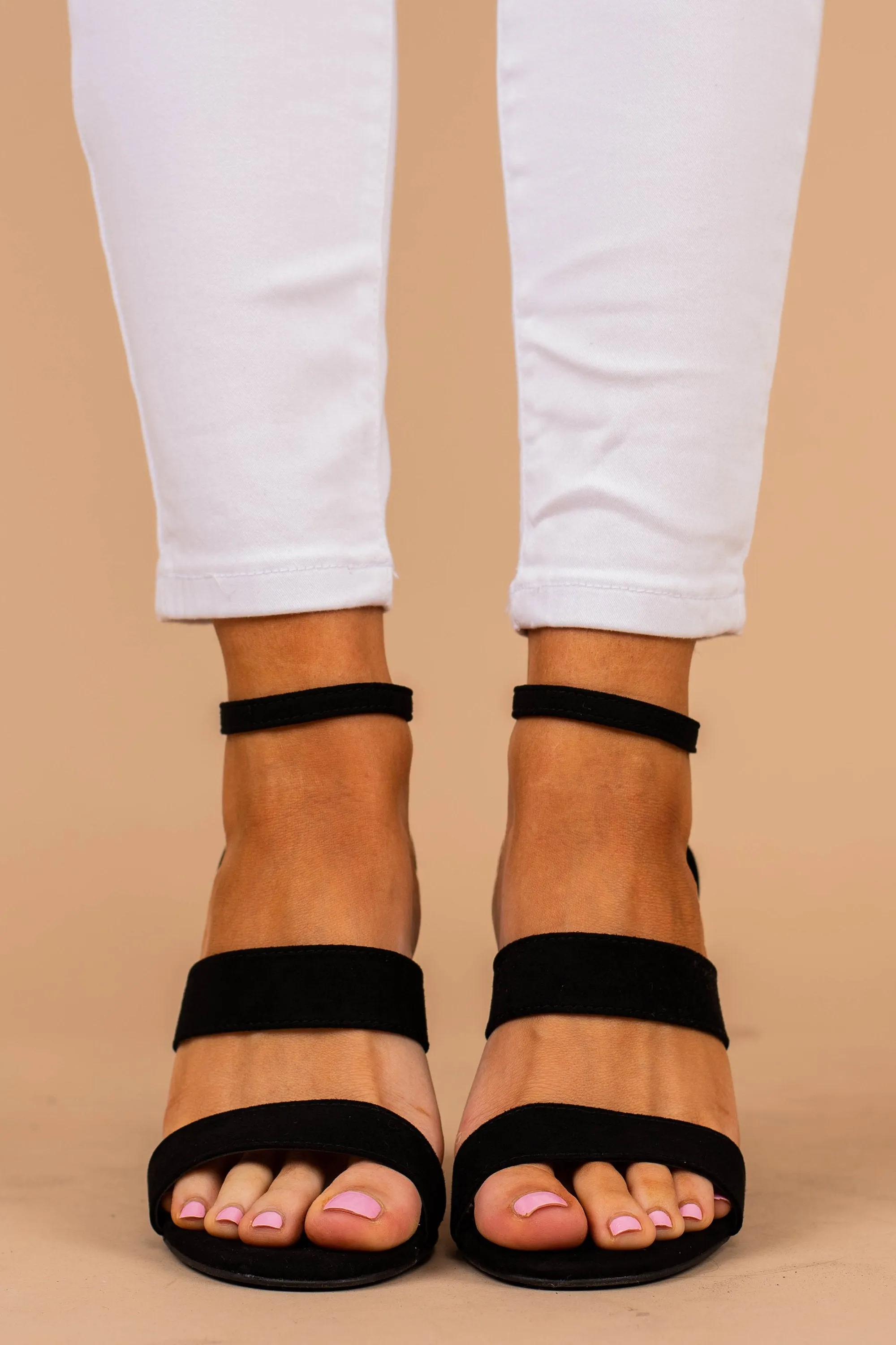 Keep Your Eye On Me Black Strappy Heels