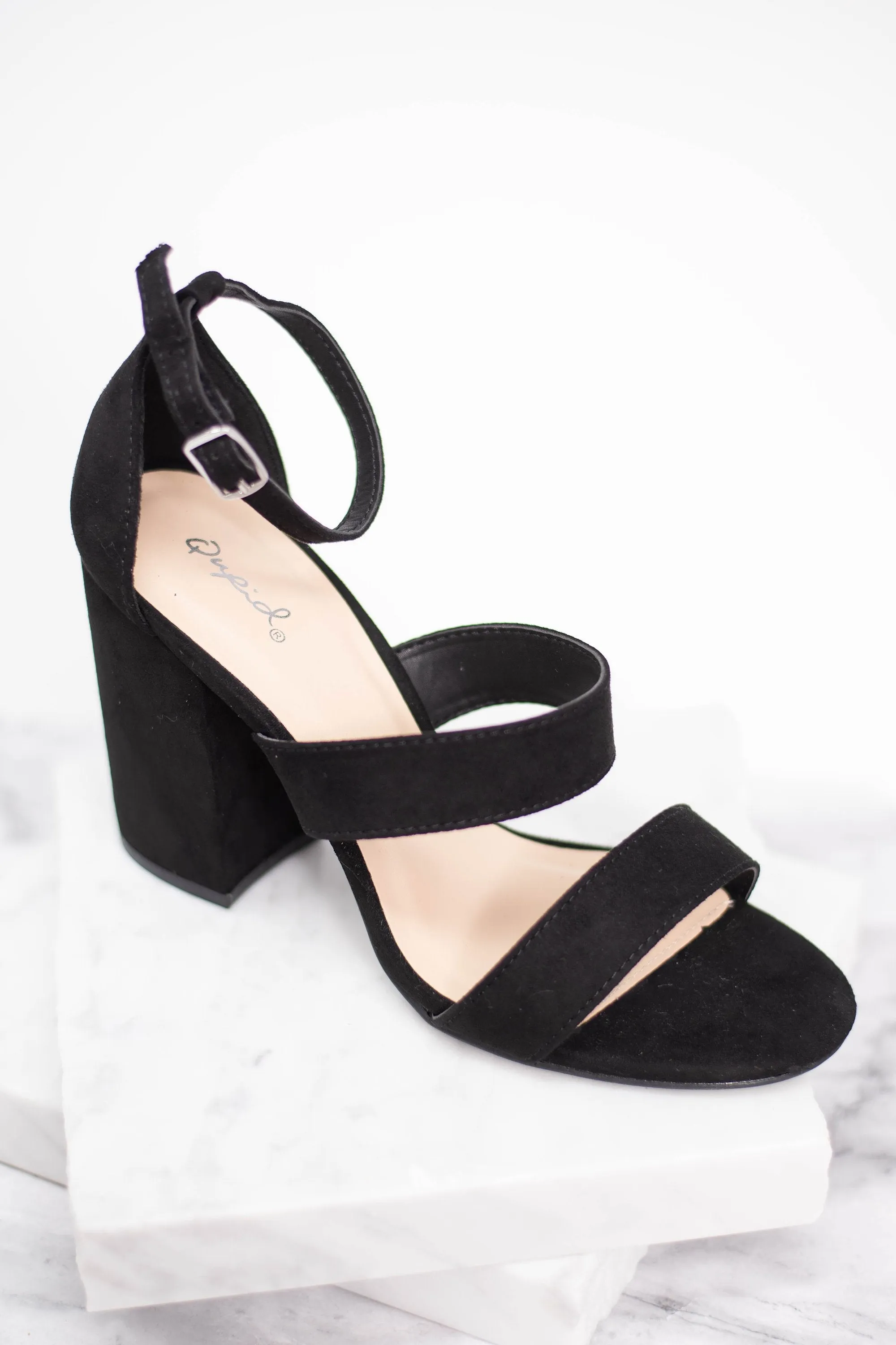 Keep Your Eye On Me Black Strappy Heels