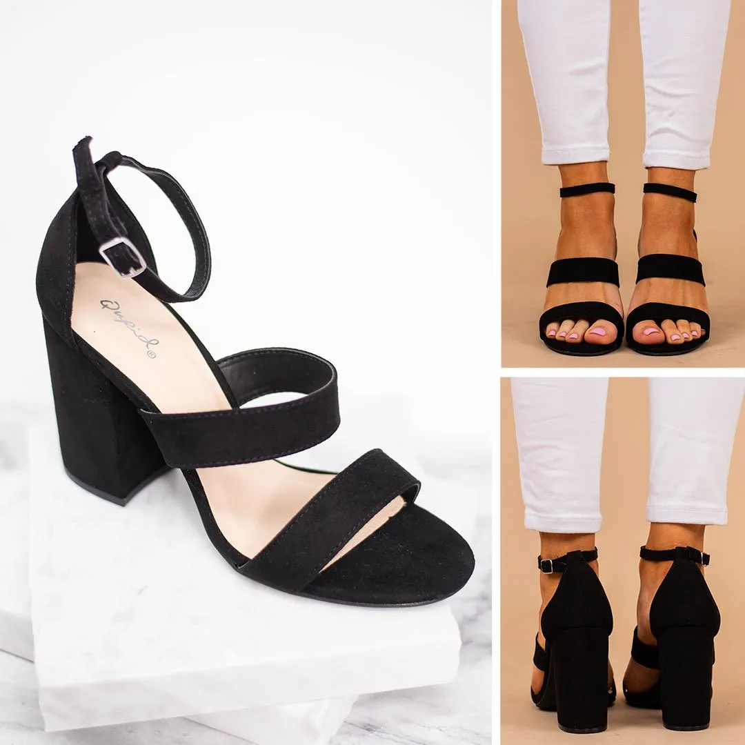 Keep Your Eye On Me Black Strappy Heels