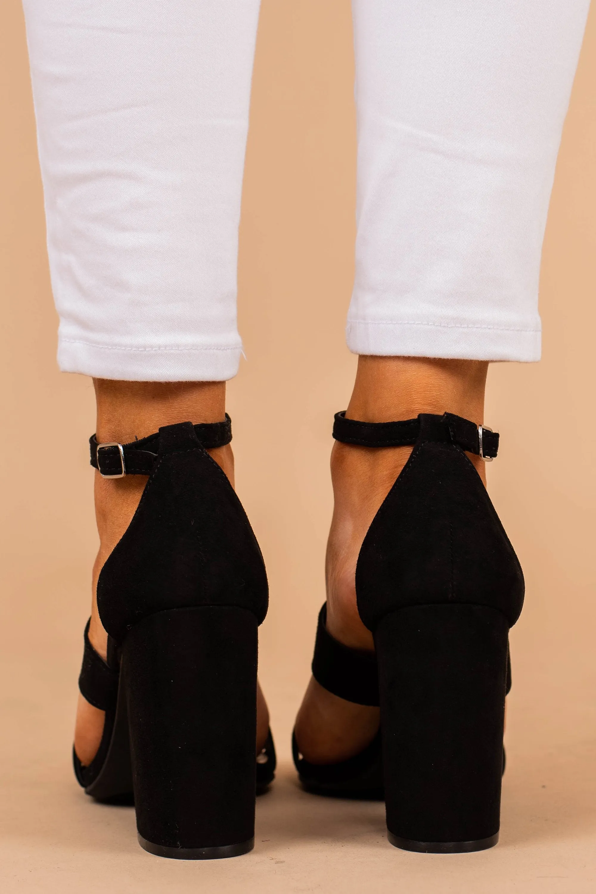 Keep Your Eye On Me Black Strappy Heels