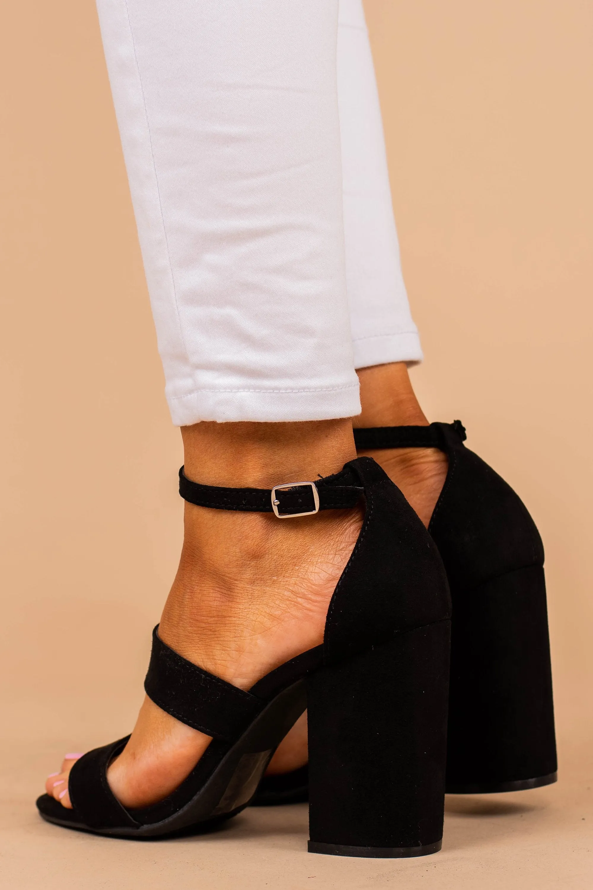 Keep Your Eye On Me Black Strappy Heels