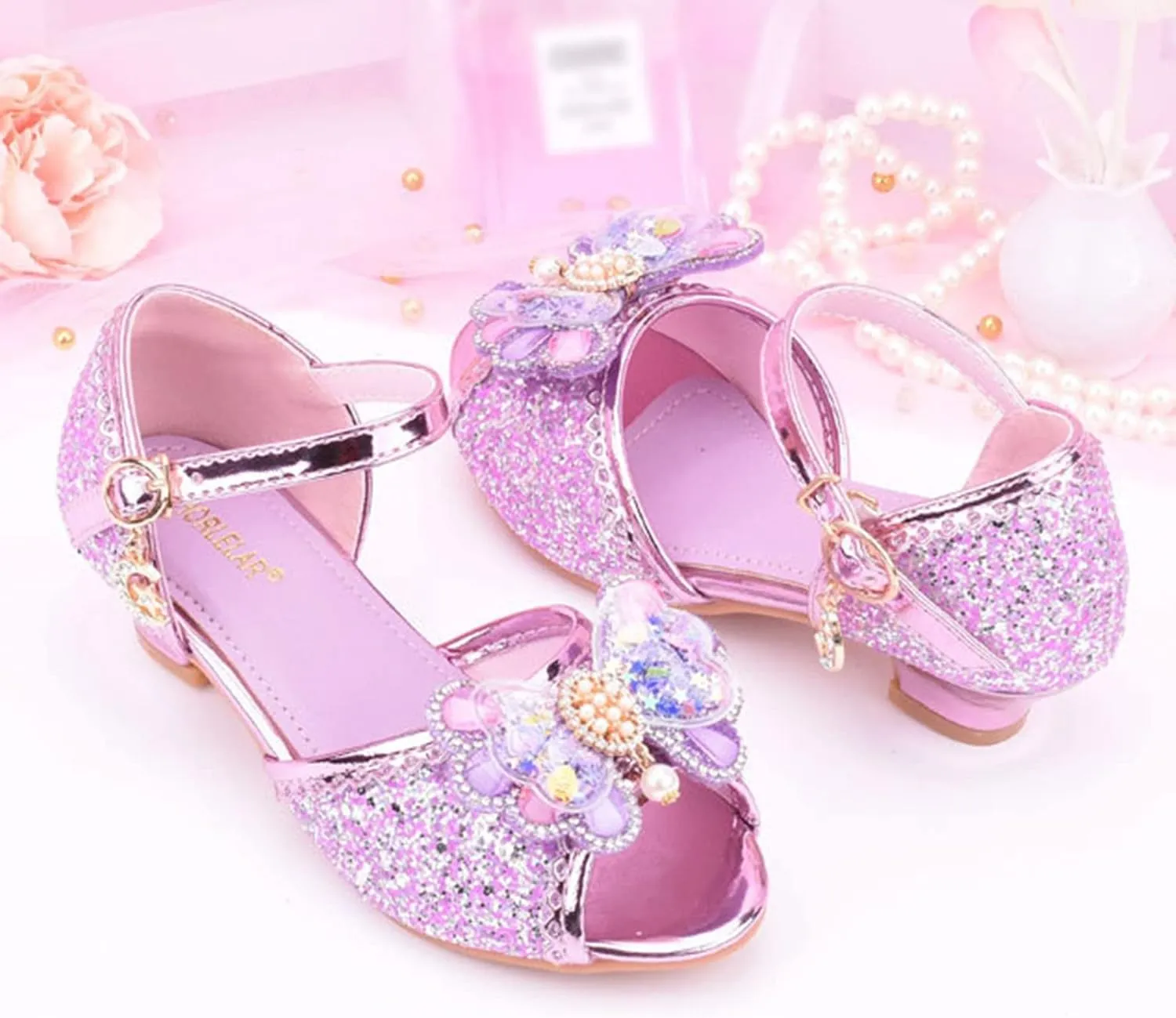 Kids Girls Glitter Butterfly Sandals Sequin hinestone Dress Shoes Little/Big Kids Princess Fashion Shiny Shoes