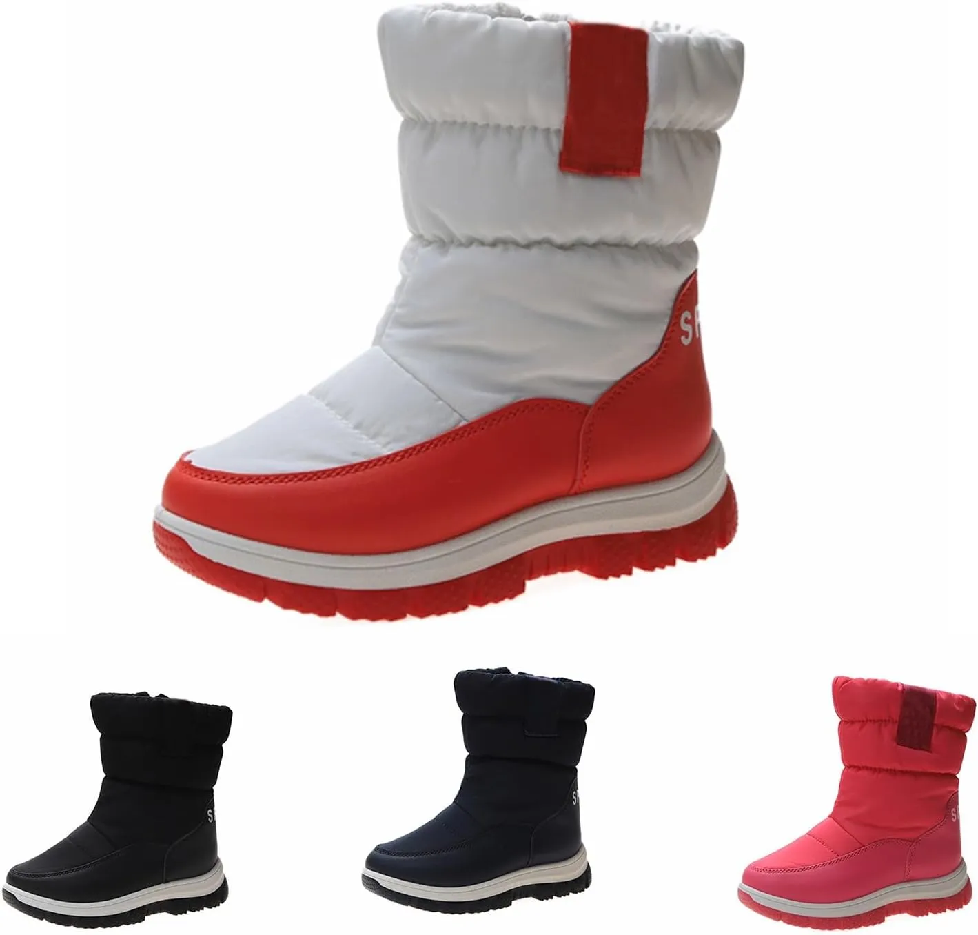 Kids Snow Boots Thick Cotton Booties Shoes Boys Girls Chunky Sole Outdoor Ski Boots Winter Fashion Warm Comfy Shoes