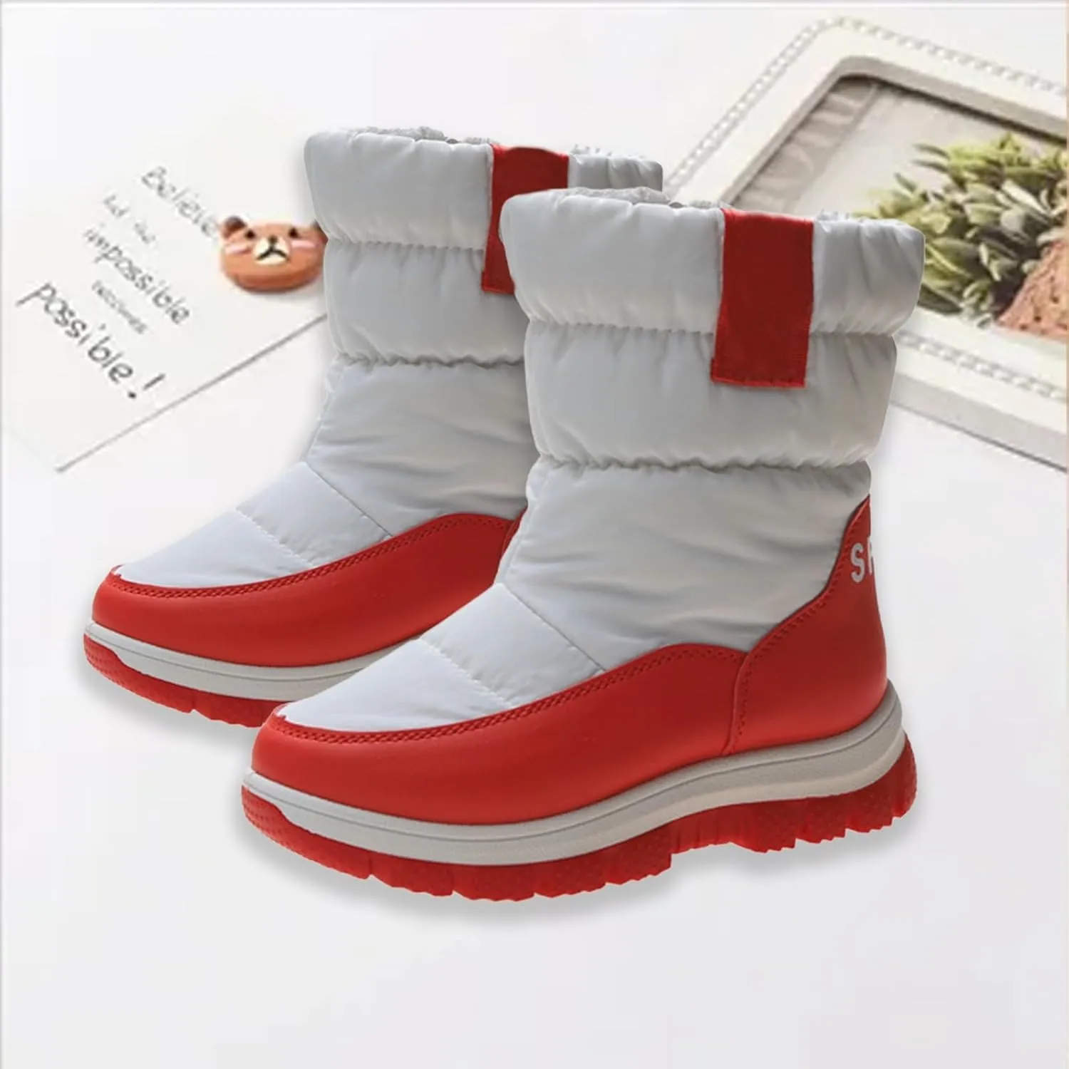 Kids Snow Boots Thick Cotton Booties Shoes Boys Girls Chunky Sole Outdoor Ski Boots Winter Fashion Warm Comfy Shoes