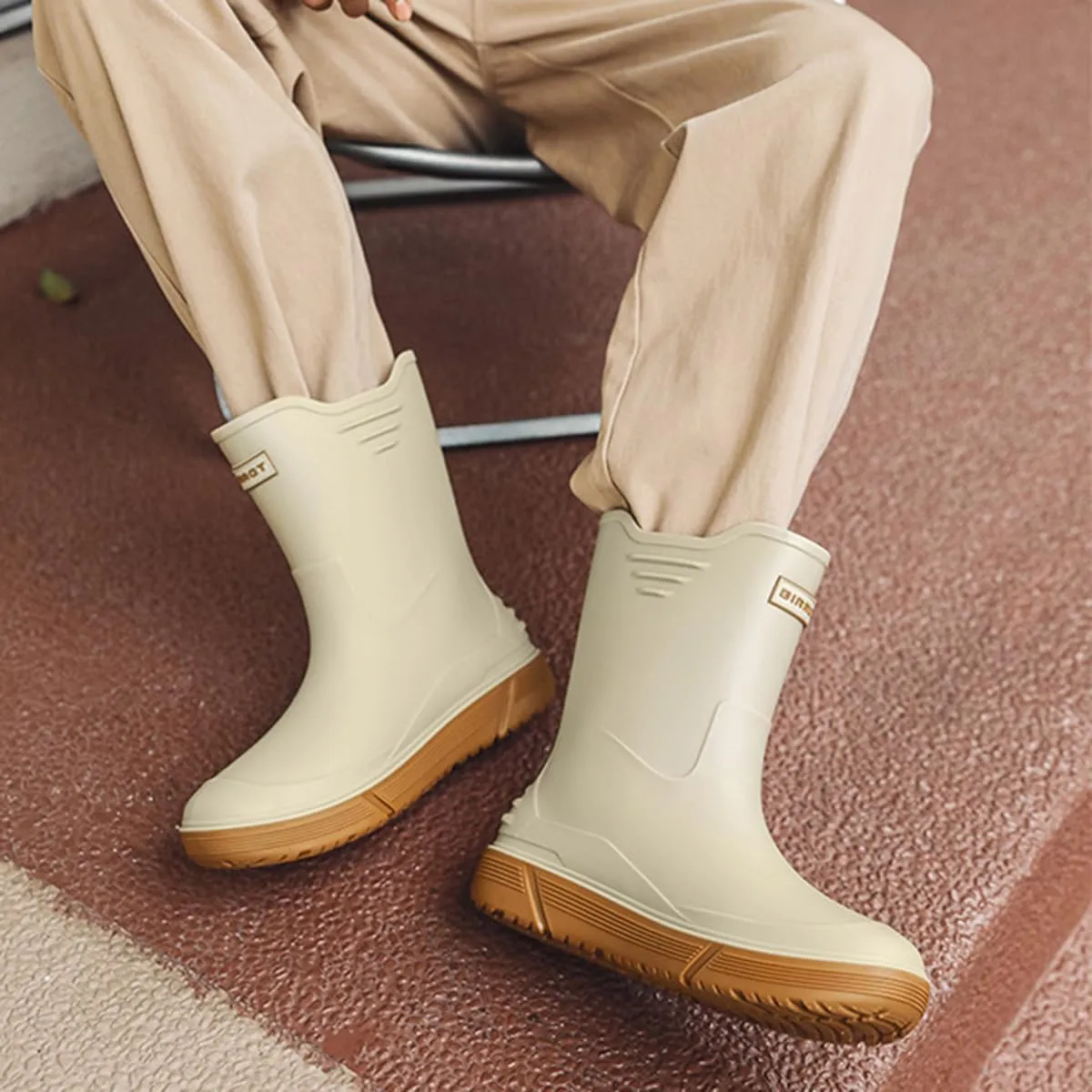 Men Mid-Calf Boots Waterproof Rain Boots Outdoor Garden Shoes
