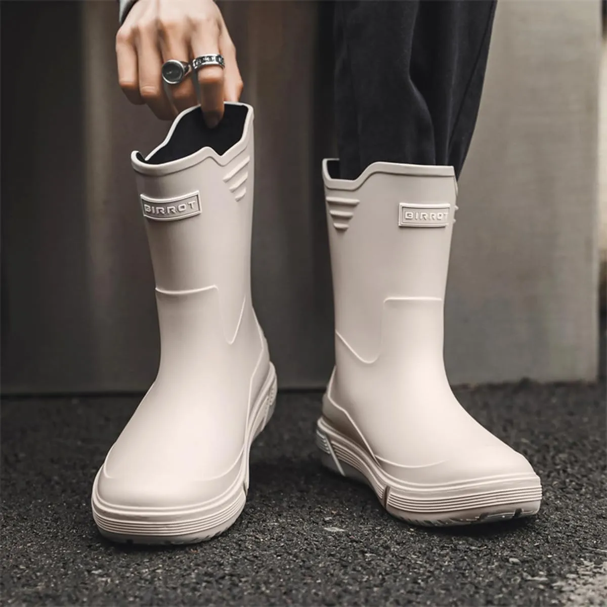 Men Mid-Calf Boots Waterproof Rain Boots Outdoor Garden Shoes