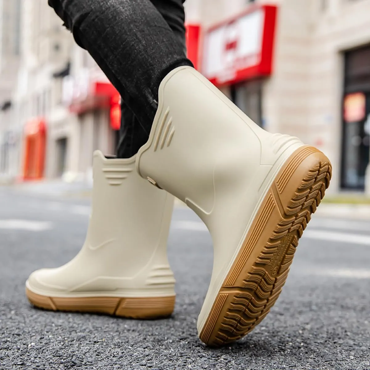 Men Mid-Calf Boots Waterproof Rain Boots Outdoor Garden Shoes