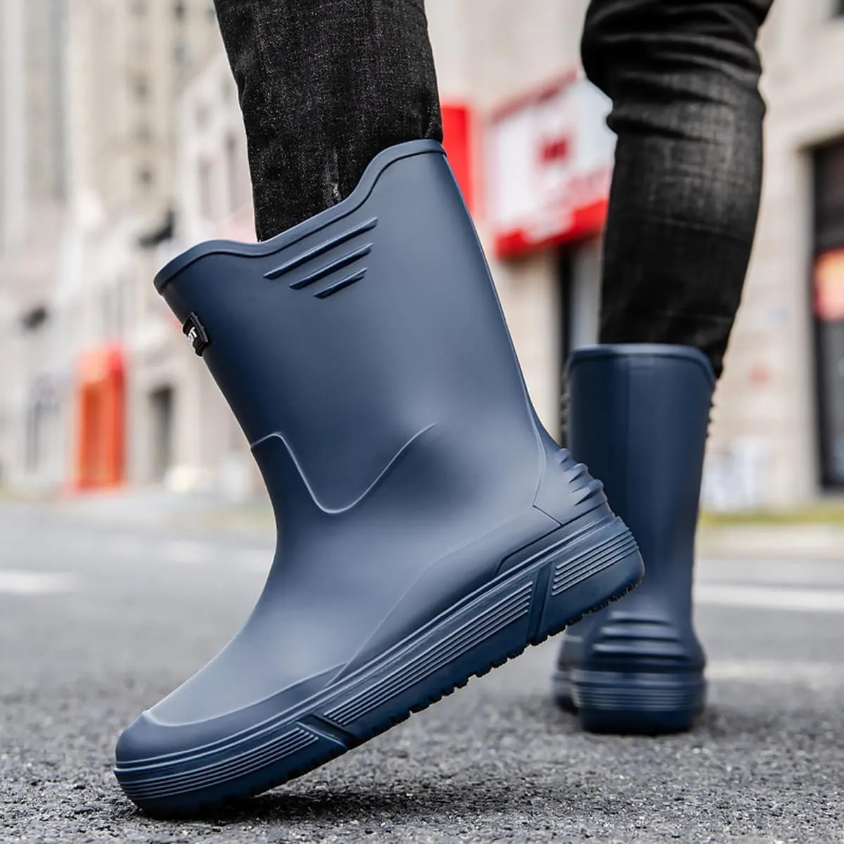 Men Mid-Calf Boots Waterproof Rain Boots Outdoor Garden Shoes