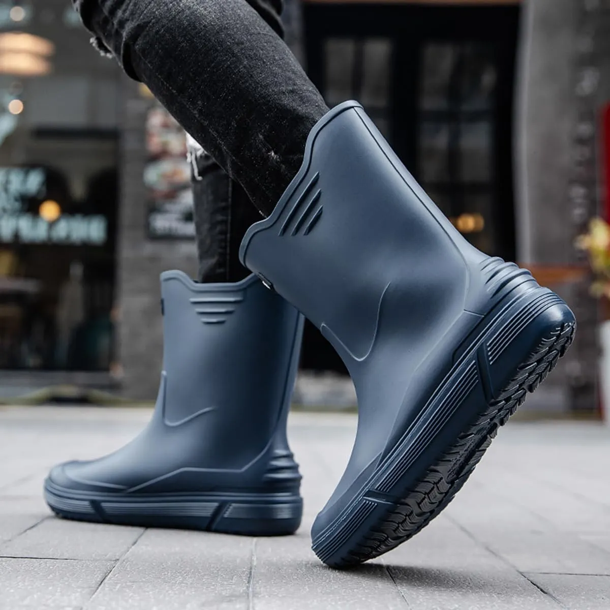 Men Mid-Calf Boots Waterproof Rain Boots Outdoor Garden Shoes
