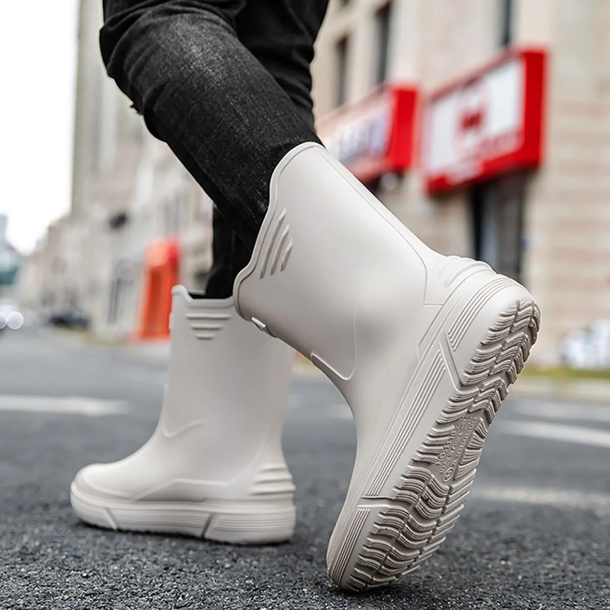 Men Mid-Calf Boots Waterproof Rain Boots Outdoor Garden Shoes