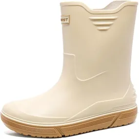 Men Mid-Calf Boots Waterproof Rain Boots Outdoor Garden Shoes