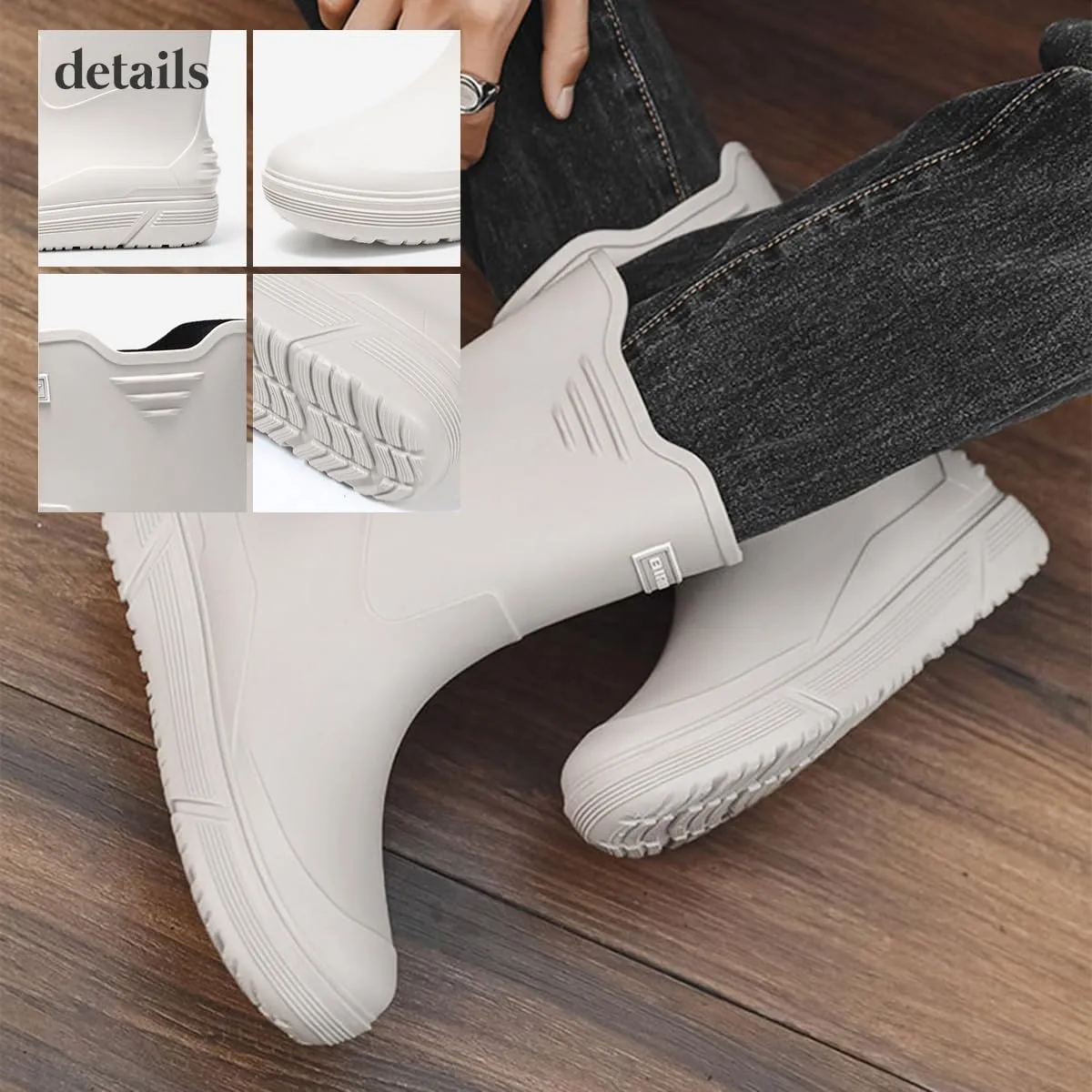 Men Mid-Calf Boots Waterproof Rain Boots Outdoor Garden Shoes