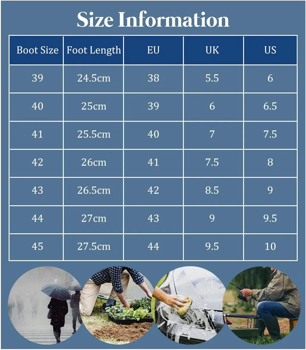 Men Mid-Calf Boots Waterproof Rain Boots Outdoor Garden Shoes