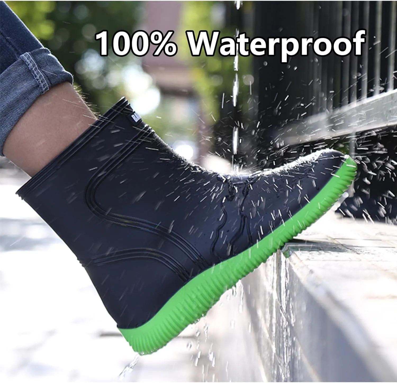 Men Wellington Boots Outdoor Garden Waterproof Ankle Rain Shoes