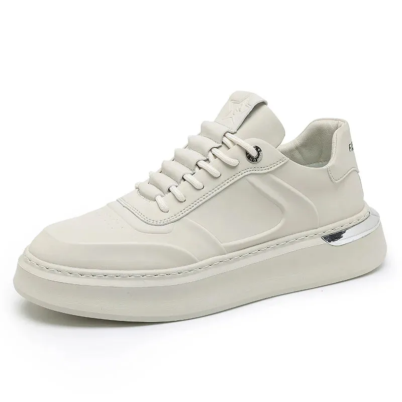 Men's Genuine Leather Casual Shoes Thick Soled Small White Shoes Men's Sports Shoes Versatile Trendy Shoes