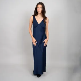 NAVY SILKY MAXI DRESS