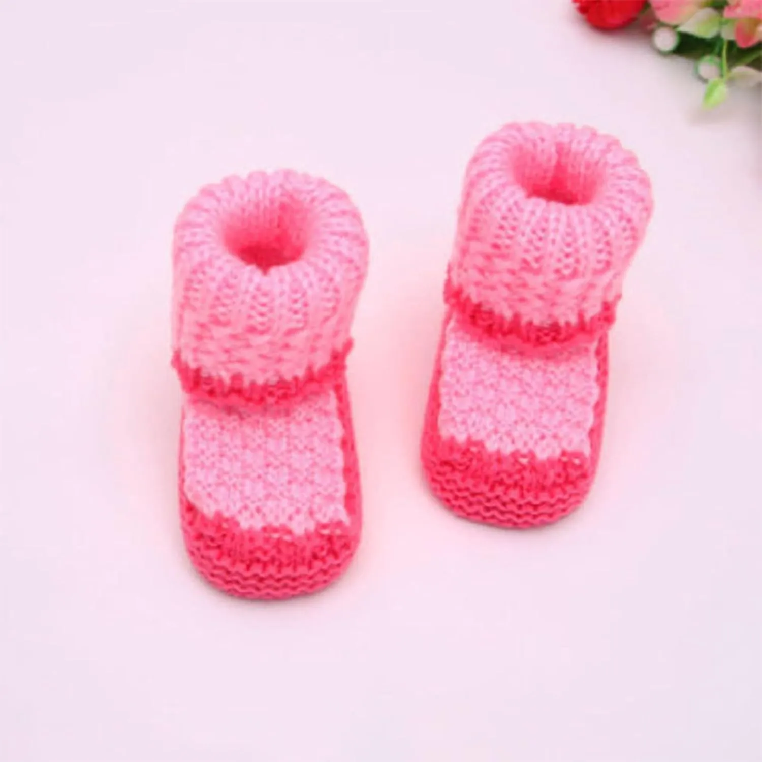 Newborn Knit Booties Soft Baby Boots for Infant Boys Girls No-Slip Soft First Walking Shoes Home Indoor Sock Shoes