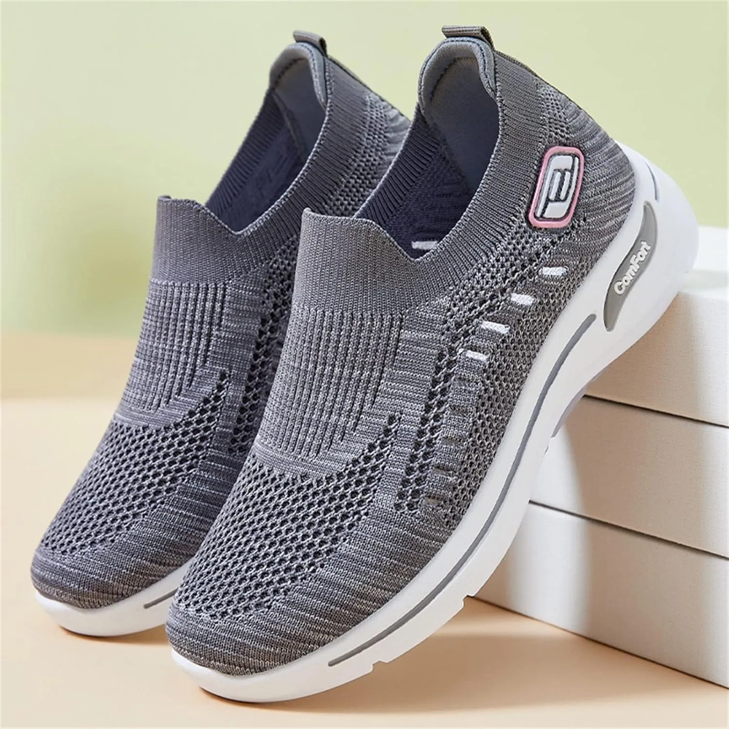 Orthopedic Shoes for Women Casual Walking Slip on Flat Walking Canvas Slip On Sneakers Running Shoes Slip On Shoes