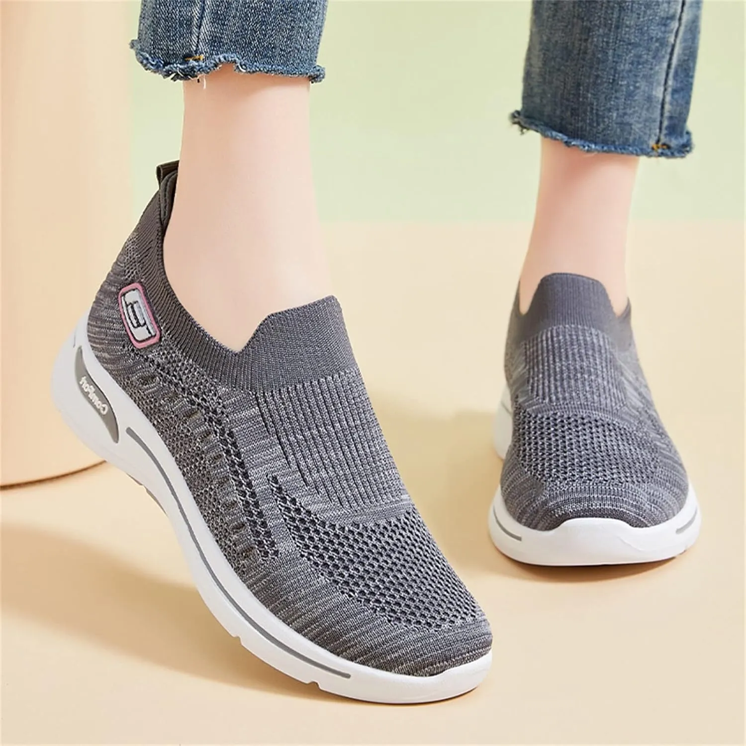 Orthopedic Shoes for Women Casual Walking Slip on Flat Walking Canvas Slip On Sneakers Running Shoes Slip On Shoes
