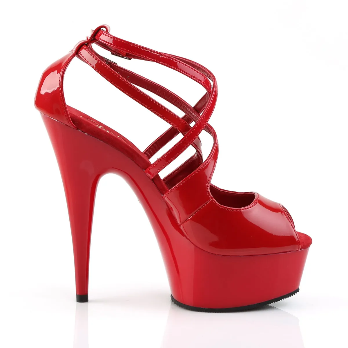 Pleaser Delight-612 Criss-Cross Red Platform Heels