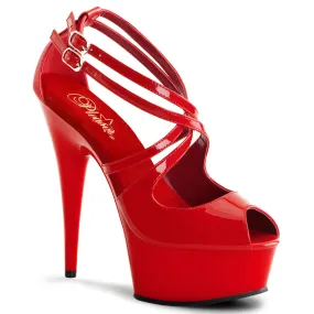 Pleaser Delight-612 Criss-Cross Red Platform Heels