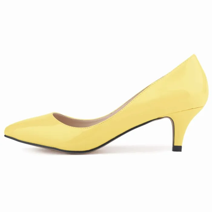 Pointed toe kitten heels pumps medium heels office work shoes bridal pumps