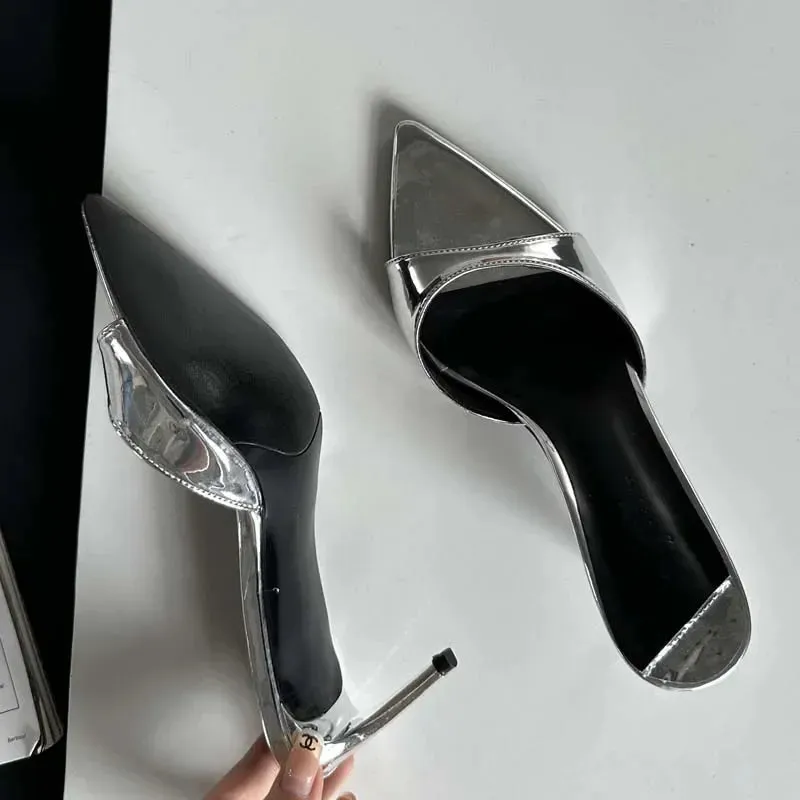 Pointed Toe Mule Slides – Chic & Comfortable Thin Heel Sandals