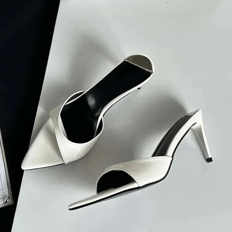 Pointed Toe Mule Slides – Chic & Comfortable Thin Heel Sandals