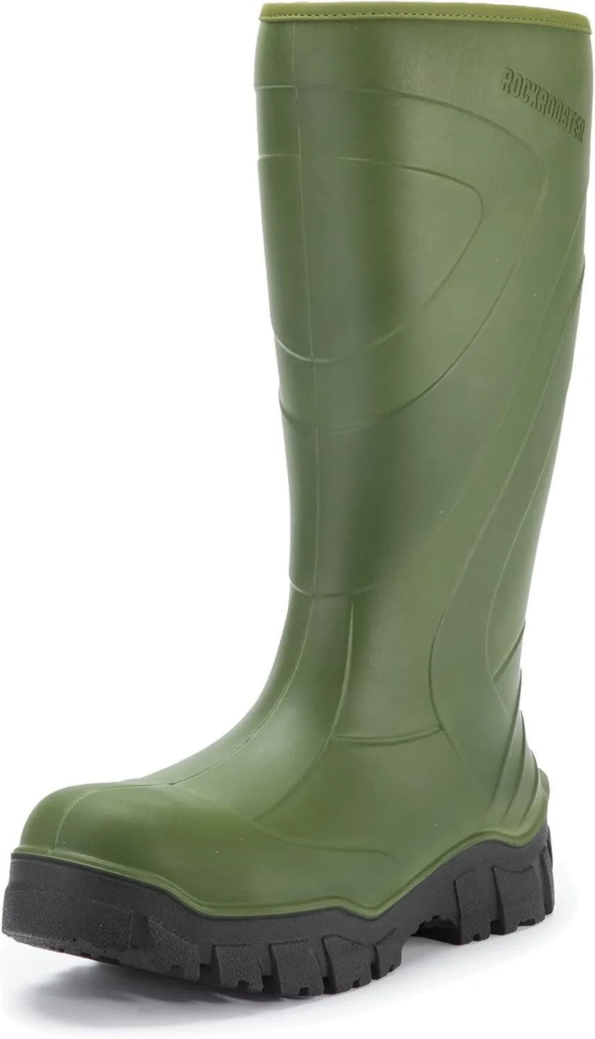ROCKROOSTER Porter Pull On Rubber Boots for Men, 15" Composite Toe BASF Polyurethane PU Waterproof Wellington Work Boots, PR, EH, Metal Free, Oil Resistant, ASTM F2413-18, WS701
