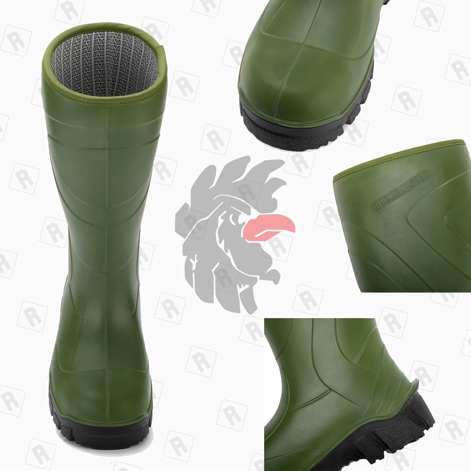 ROCKROOSTER Porter Pull On Rubber Boots for Men, 15" Composite Toe BASF Polyurethane PU Waterproof Wellington Work Boots, PR, EH, Metal Free, Oil Resistant, ASTM F2413-18, WS701