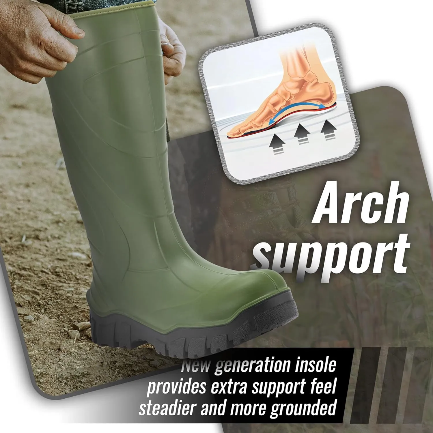 ROCKROOSTER Porter Pull On Rubber Boots for Men, 15" Composite Toe BASF Polyurethane PU Waterproof Wellington Work Boots, PR, EH, Metal Free, Oil Resistant, ASTM F2413-18, WS701