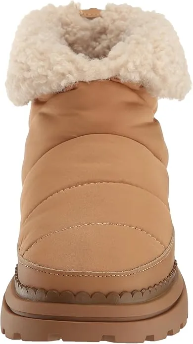 Sam Edelman Ozie Dark Cashew Rounded Toe Shearling Cozy Chunky Sole Ankle Boots