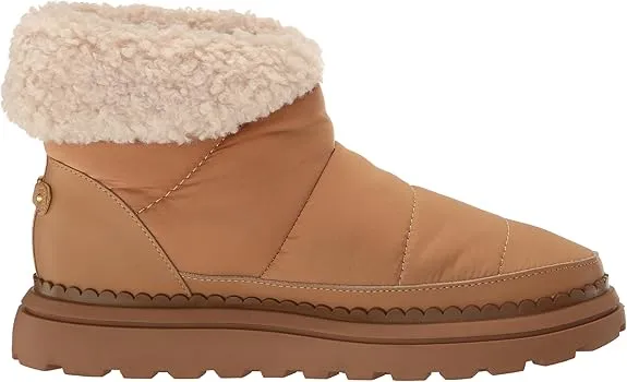 Sam Edelman Ozie Dark Cashew Rounded Toe Shearling Cozy Chunky Sole Ankle Boots