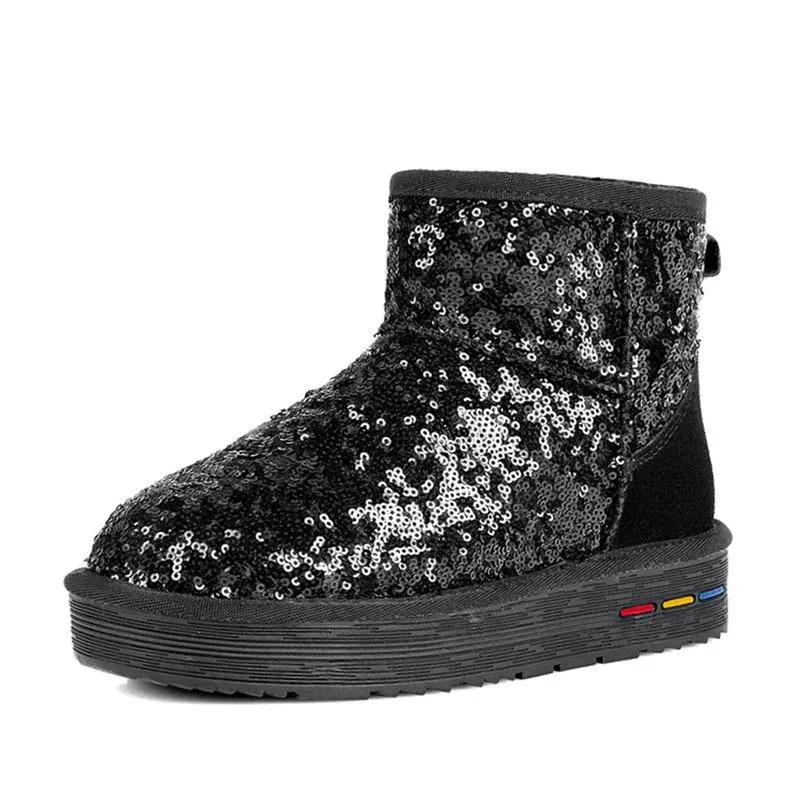 Sequin Fleece Warm Snow Boots