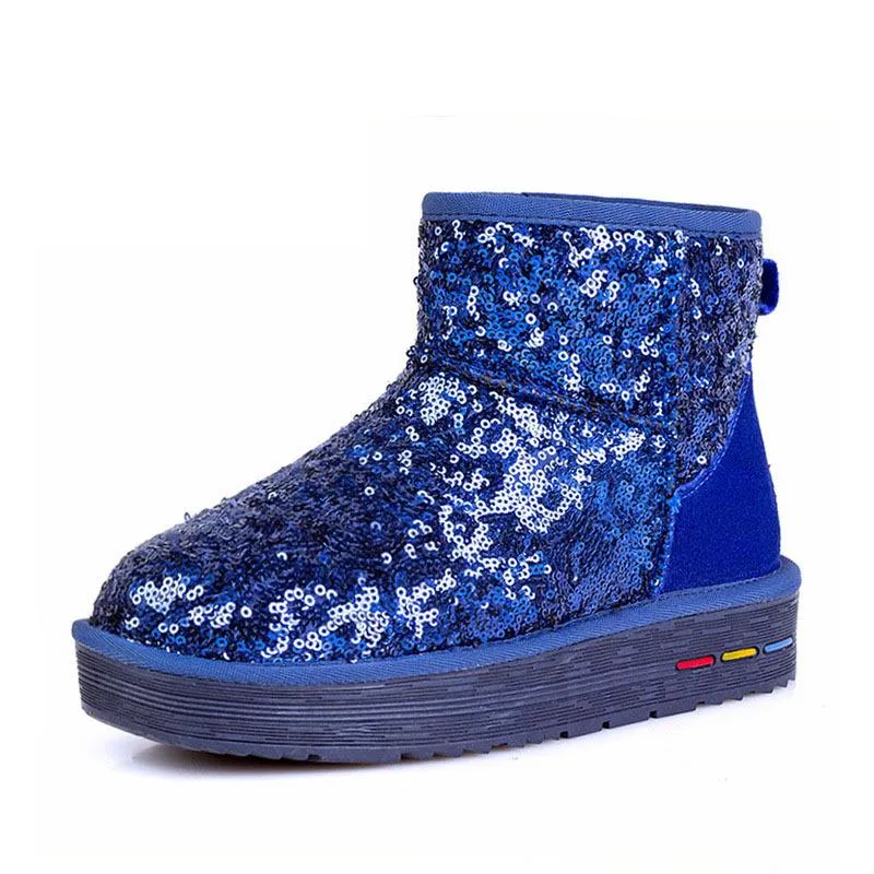 Sequin Fleece Warm Snow Boots